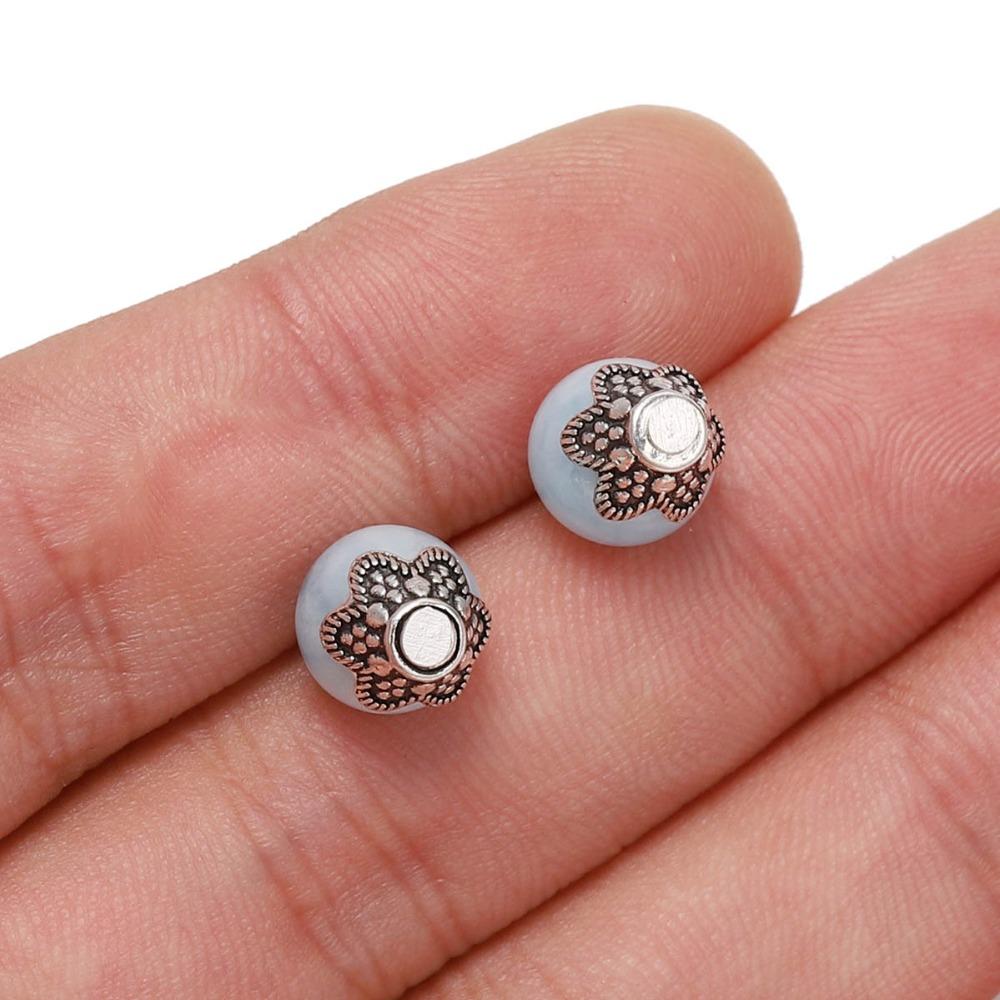 50pcs/Lot 7mm 6 Petals Beads Caps Flower Carved Loose Sparer End Bead Caps Cone For DIY Jewelry Making Findings Earrings