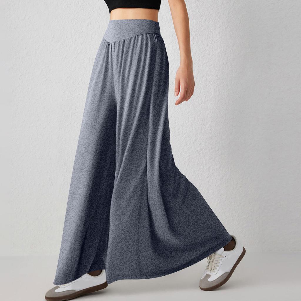 Женские брюки с эластичной талией в минималистском стиле, широкие брюки, повседневные брюки с драпировкой