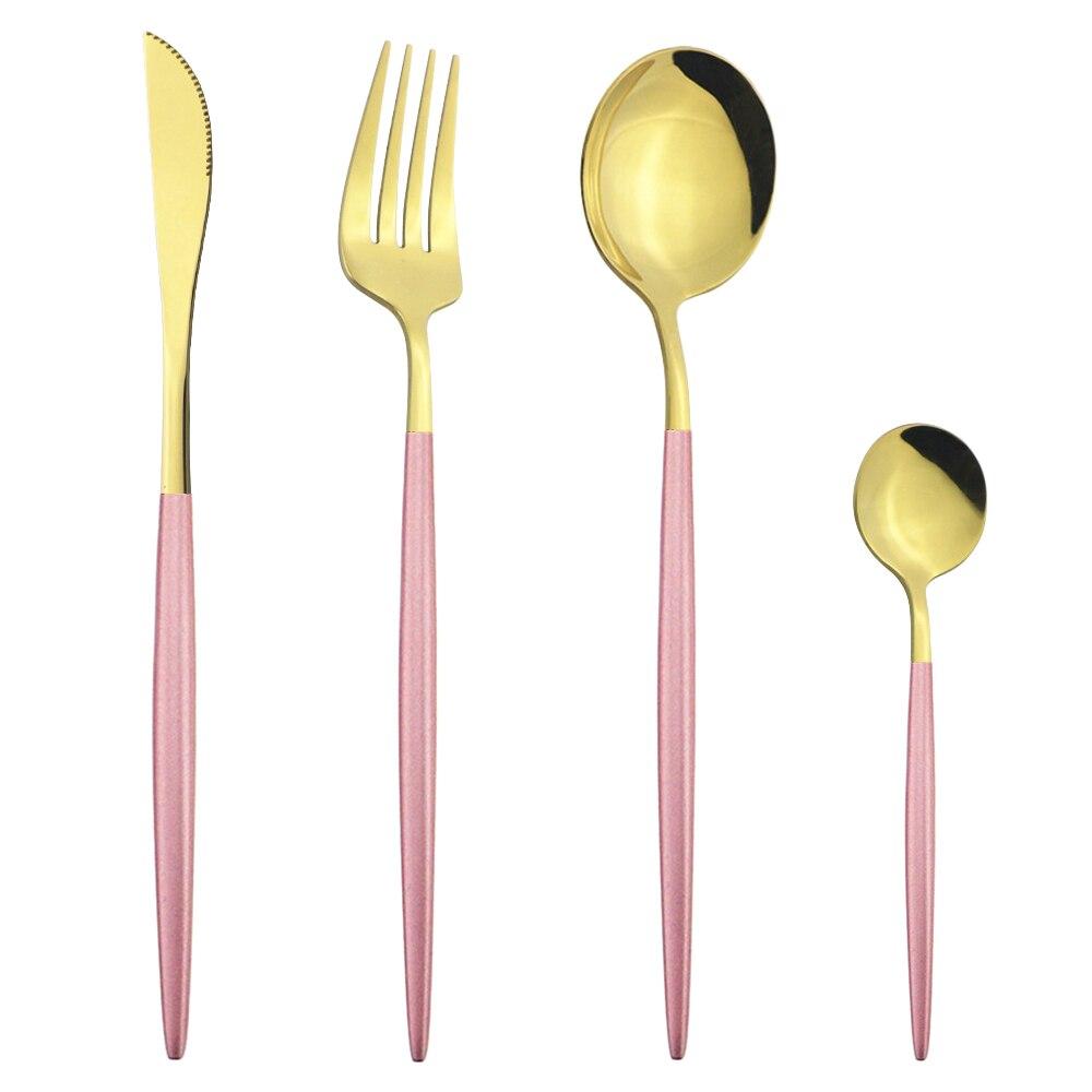 4Pcs Western Colorful Dinnerware Set Stainless Steel Cutlery Dinner Set Knife Fork Coffee Spoon Silverware Kitchen Tableware Set