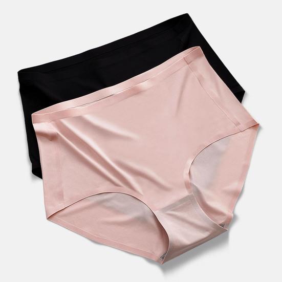 Женские трусики из ледяного шелка, подтягивающие бедра, хлопковые трусы с высокой талией, бесшовное дышащее однотонное нижнее белье