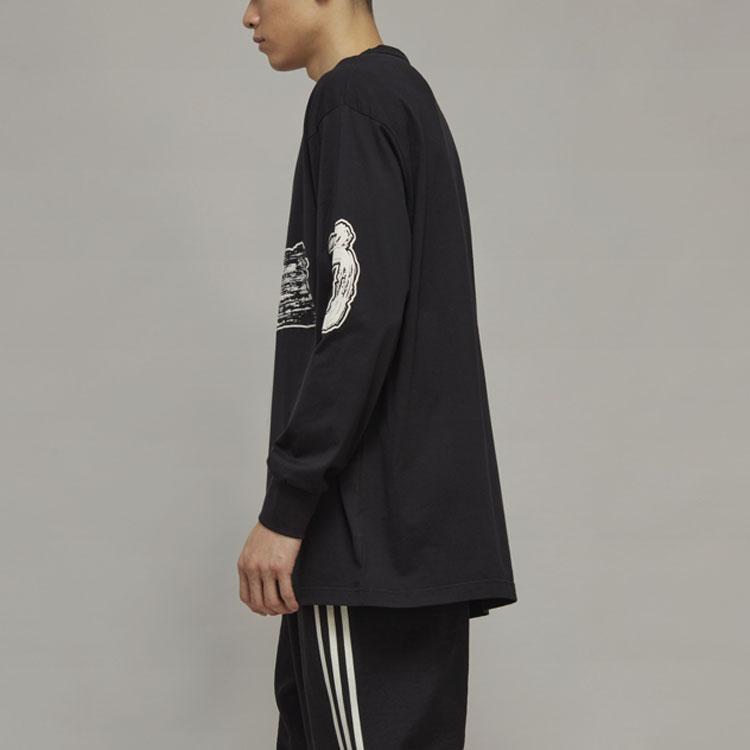 Y-3 FW22 Креативный дизайн свободный свитер с длинным рукавом футболка мужские топы черный H44811