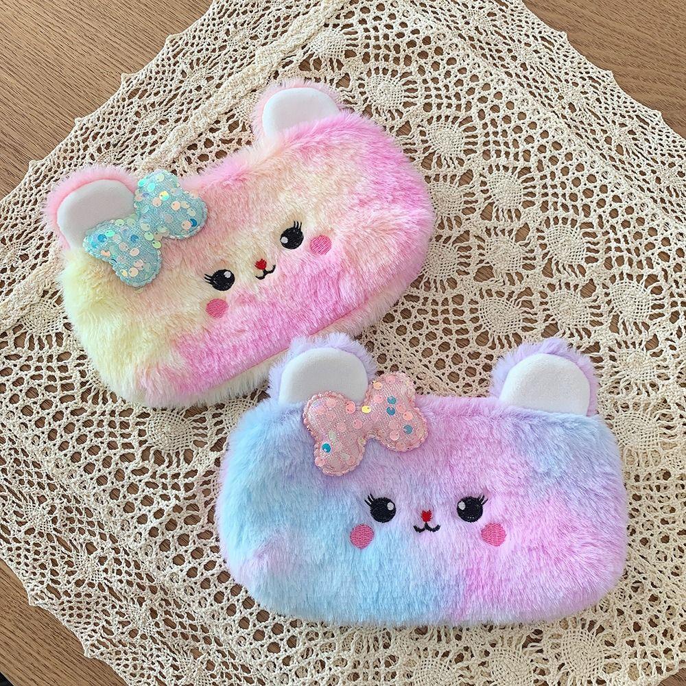 Plush Pencil Case Girl Heart Pen Box Cartoon Pen Storage Bag School Office Supplies