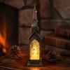 Decorative Festive Lighting Christmas House Lantern Night Light, Glowing LED Tabletop Decor with Cottage Holiday Desk Ornament Scene, Flameless Candle