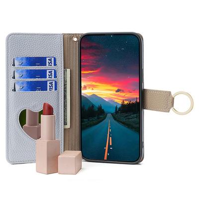 Для Samsung Galaxy Xcover7 Чехол-бумажник с зеркалом и карманом на молнии, противоударный чехол с ремешком на плечо