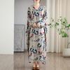 DIMANAF 2025 Женское длинное платье больших размеров на весну Свободное платье с цветочным принтом Базовое повседневное макси-платье для праздника Винтаж