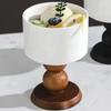 2Pcs Delicate Wood Dessert Bowls Creative Tall Candlestick Stand  Home Furnishings