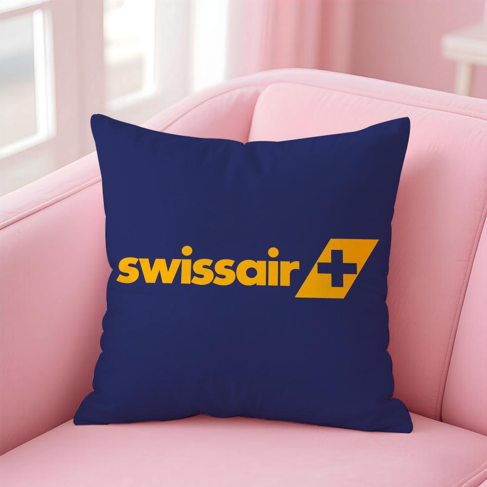 Classic Swiss AirlineBrand SSwissair Cushion Cover Pillow Case Soft Skin Friendly Fabric Concealed Zipper