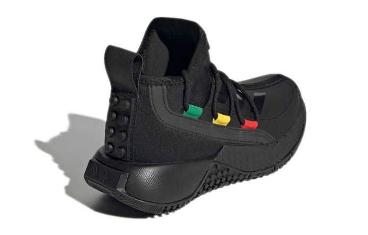 LEGO x Adidas Sport Mid K Устойчивые к истиранию Дышащие Средняя высота Детские Беговые кроссовки Угольно-черные Детские FZ5504