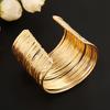 Women's Multilayer Metal Wires Strings Open Bangle Wide Cuff Bracelet