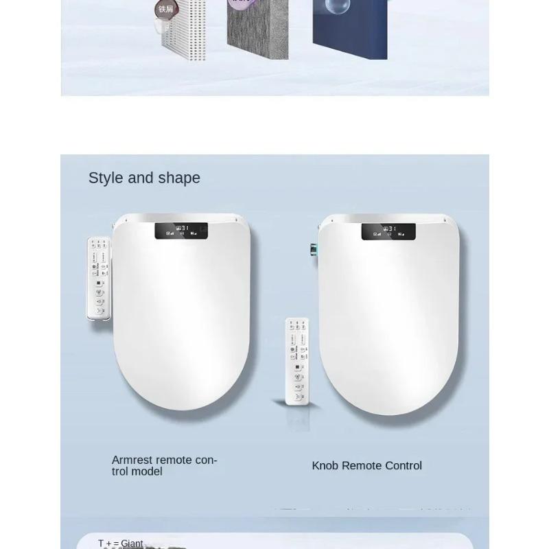 Ecofresh Square Smart Toilet Seat Cover - Electronic Bidet with Heating, Cleaning & Drying for Bathroom