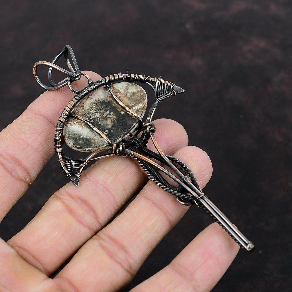 Кулон из магнезита с дикой лошадью, кулон в медной проволоке, кулон ручной работы, замечательный медный ювелирный подарок для мамы, подвески из натуральных драгоценных камней