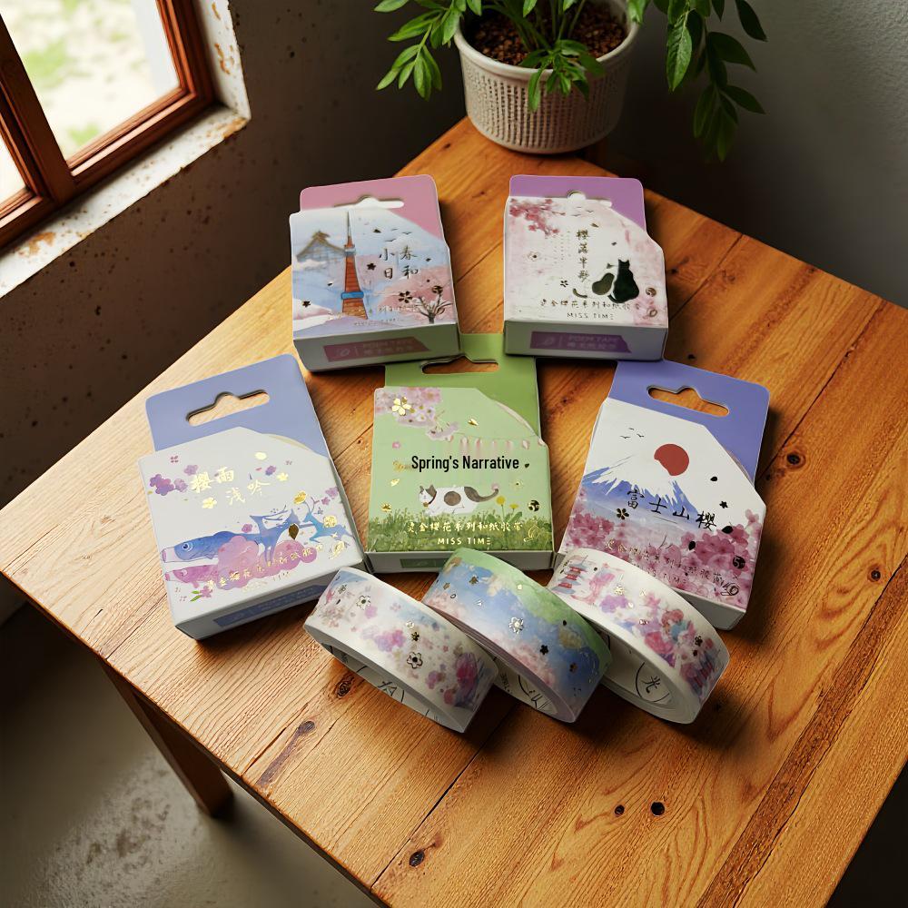 Васи-лента Shiguang Sakura Story - Свежий японский цветочный дизайн для журналов и DIY-коллажей