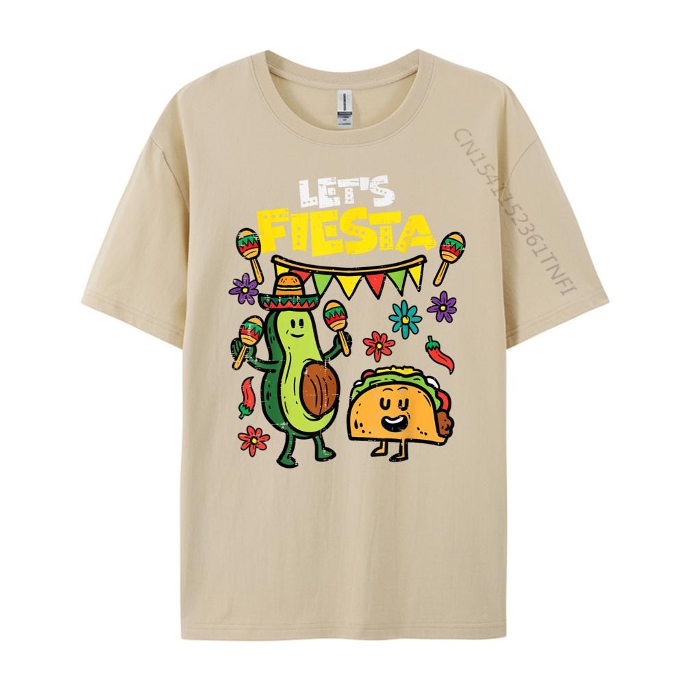 Lets Fiesta Taco Avocado Funny Cinco De Mayo Mexican Party Grey Shirt Graphic Tee Couples Casual Everyday Band Tshirts Creative