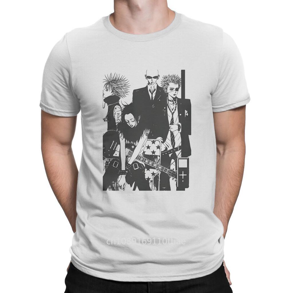 Fun Black Stones T-Shirts for Men Round Neck Pure Cotton T Shirts NANA Osaki Manga Short Sleeve Tees Graphic Printed Clothes