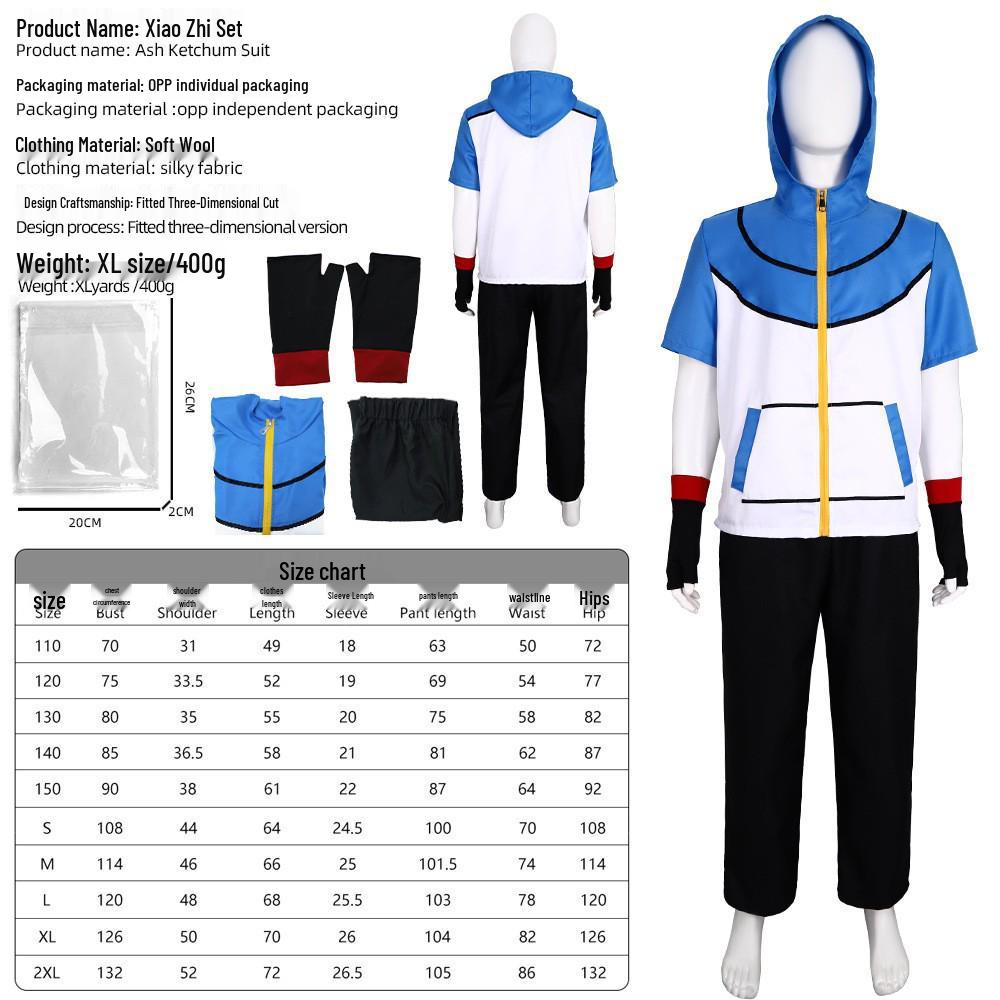 Детская куртка для косплея Эша Покемона - Аниме мультяшный костюм