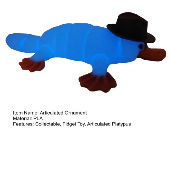 3D Printed Platypus Articulated Flexible Animal Stress Relief Toy Platypus Wearing Hat Desktop Pet Fidget Toy for Home Office Decoration