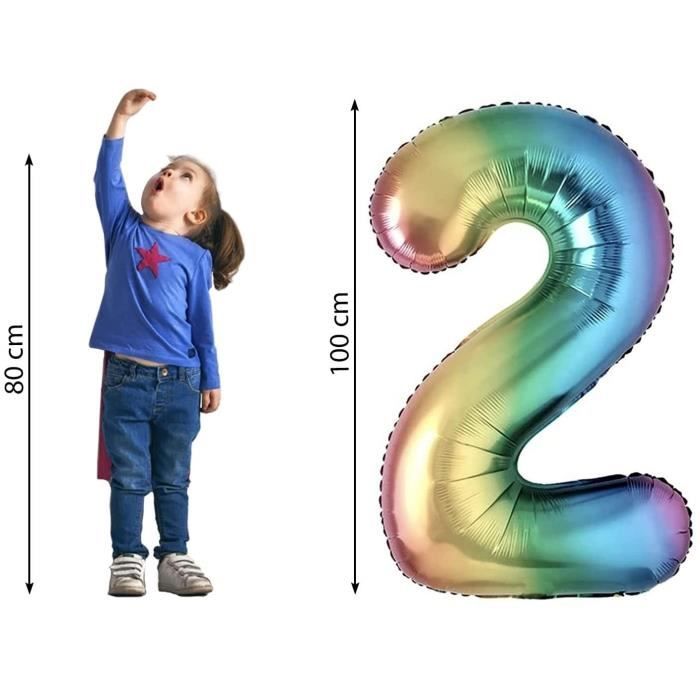 Ballon Chiffre 2 - Multicolore - 100cm - Aluminium - Fête Anniversaire - Décoration