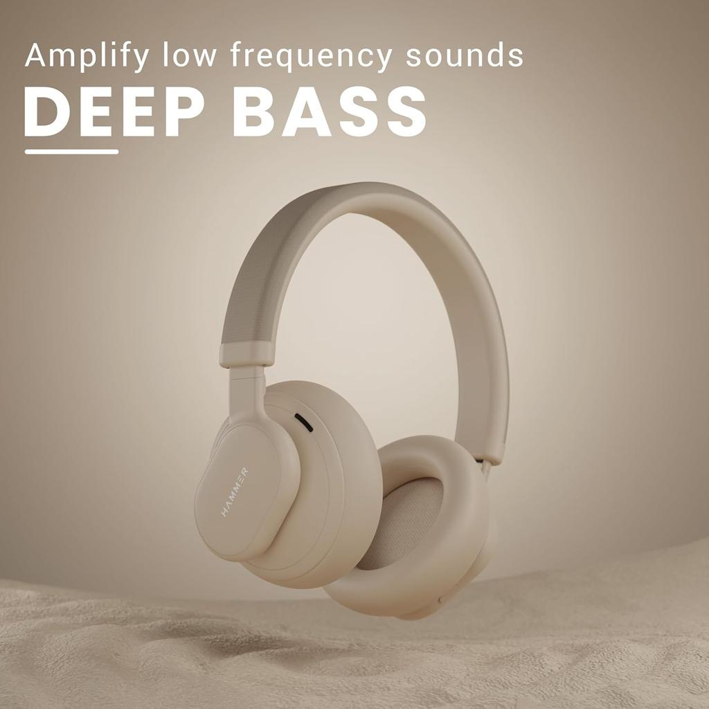 Hammer Bash Max Over The Ear Wireless Bluetooth Headphones with Mic, Touch Control, Deep Bass, Upto 18 Hours Playtime, Bluetooth 5.3 (Apricot)