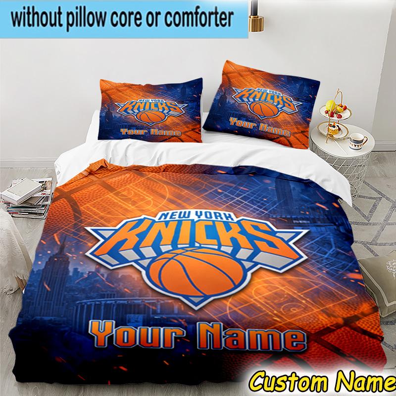 3pcs Custom Name Knicks Logo Bedding Set Includes 1 Duvet Cover & 2 Pillowcases for All Seasons Dormitory Home Decor Christmas gifts