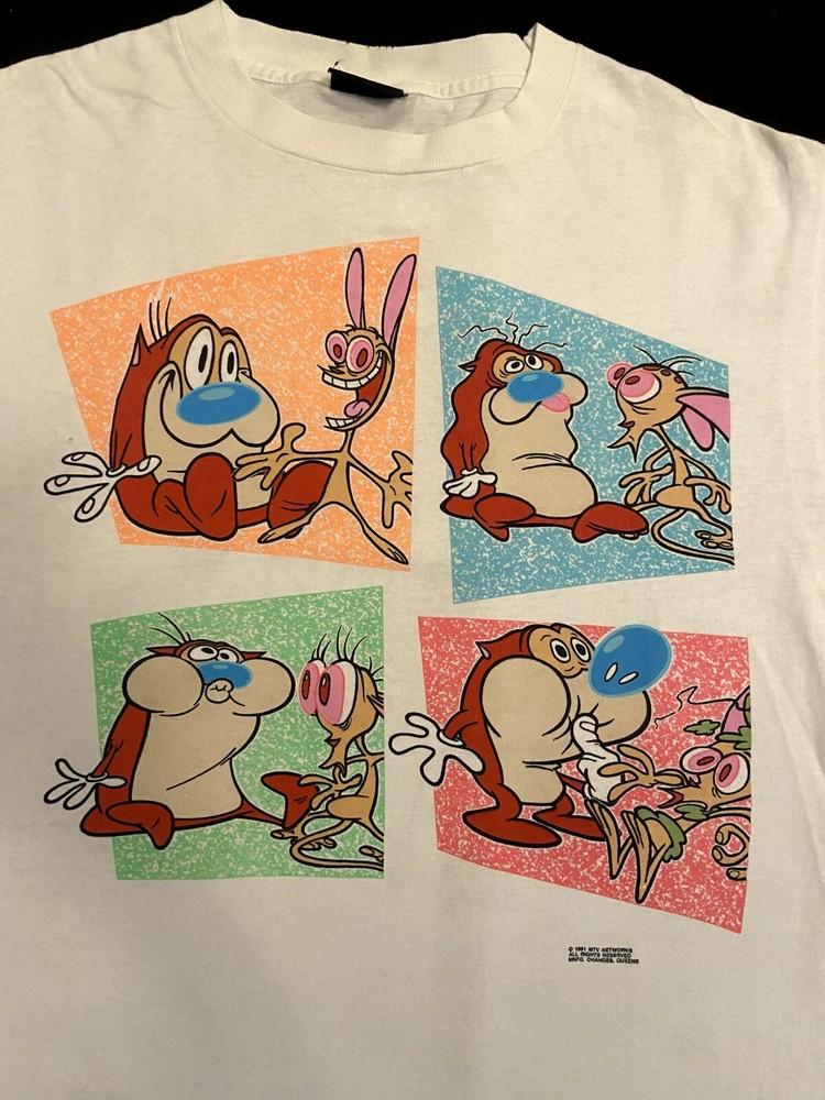 Vintage 1991 Ren and Stimpy White Cotton All size TShirt 2HRC119 Unisex T-Shirt