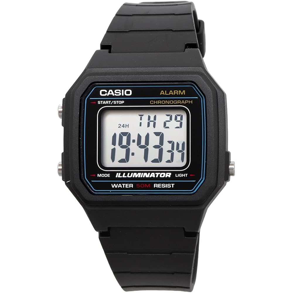 Casio Standard Digital Men's Watch W-217H-1AV Black Water Resistant Lightweight Design