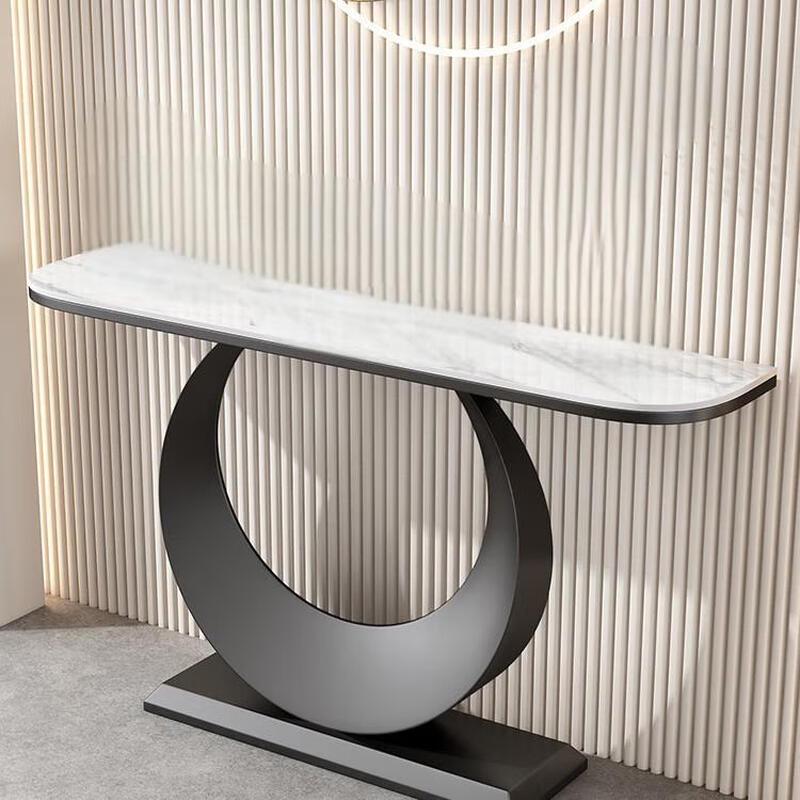 WEZHO Modern Minimalist Semi-circular Slate Console Table