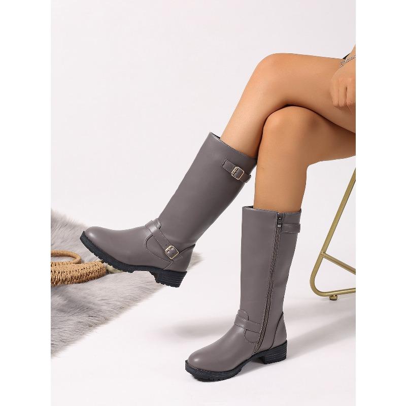 Пряжка на ремне Сапоги-рыцари для похудения 2025 Зима Новые Большие размеры Высокие сапоги для женщин