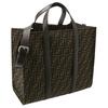 Fendi FF Pattern Logo Large Capacity Leather Tote Bag Men Tote Bags Brown 7VA390AG0MF19KW