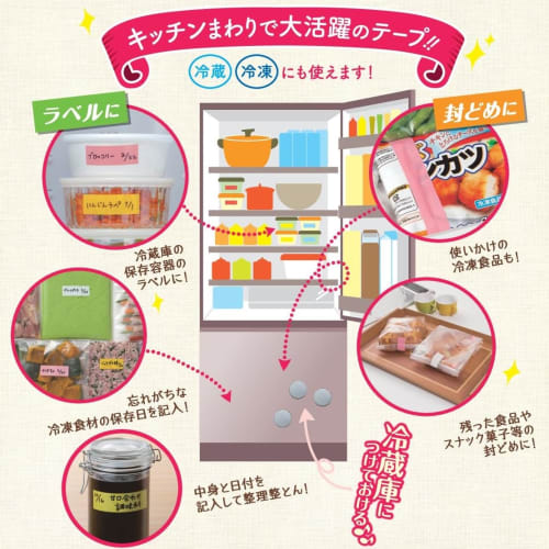 Набор ленты Nichiban Dear Kitchen Wazaari с держателем, белая, DK-WAN255H, и маркера Wazaari DK-MK6 | Приготовление заранее, Заморозка и Хранение, Герметизация, с магнитом