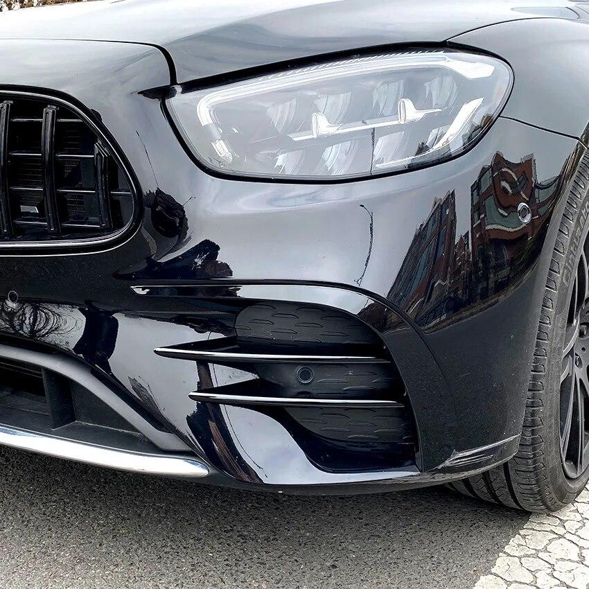 Front Bumper Canards Fog Light Cover Trim Sticker Splitter For Mercedes Benz E Class W213 E260 E300 E53 AMG Car Accessories