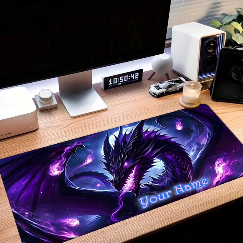 1PC Custom Name Purple Dragon Fantasy Art Mouse pad, keyboard and mouse desk pad, for computer notebook Birthday Gift For Any Room Or Office