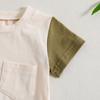 Baby Boys Girls Summer Casual Jumpsuit Short Sleeve O Neck Contrast Color Romper