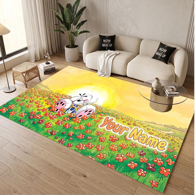 Custom Rug Diddl Pattern Print Name Text Soft Non‑Slip Floor Carpet for Home Indoor Decoration