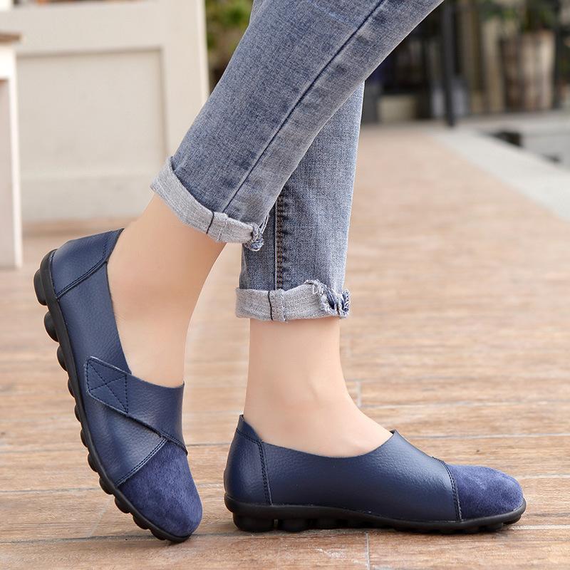 Осенне-зимняя новая женская обувь из коровьей кожи, обувь для мам, женская одиночная обувь, туфли на липучках