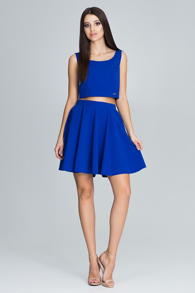 Women' set - short top with straps - flared mini skirt - blue M572 size