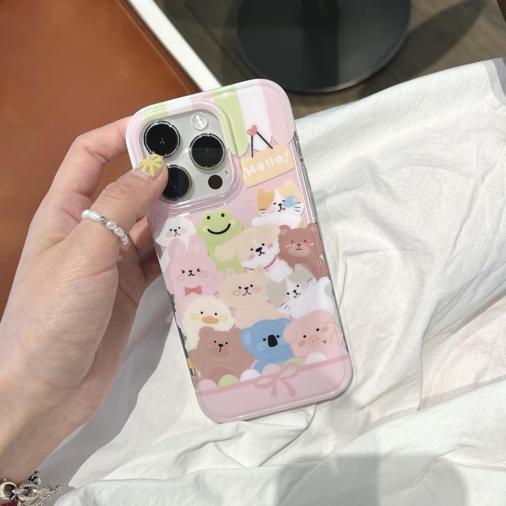 Cartoon 2023 Imd Shell For Iphone 11 12 Promax 14 Pro Max 13promax Ins Animal Phone Case Cute Sweet Bear Bunny Cat Dog Cover
