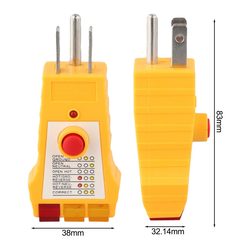 Electrical Fault Detector AC Receptacle Tester Safety Checking 38*32.14*83mm Compact Design Enhanced Electrical Safety