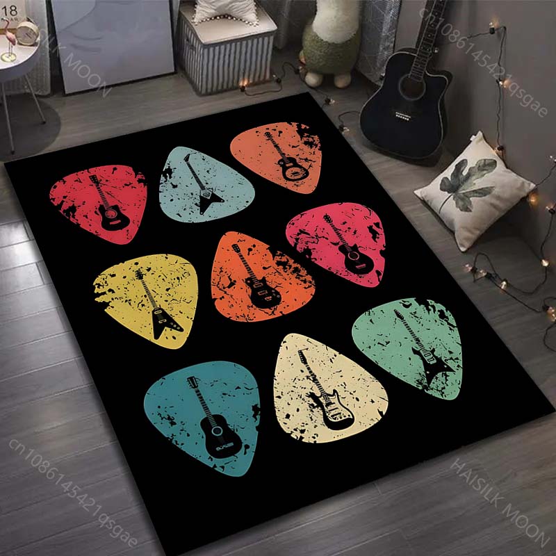 Music Life Musical Instruments Print Carpet for Living Room Bedroom Sofa Doormat Decor Area Rug Non-slip Floor Mat for Gifts