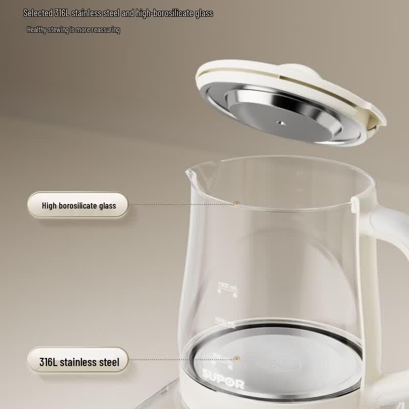 SUPOR 1.5L Smart Glass Wellness Kettle CN plug (adapter included)