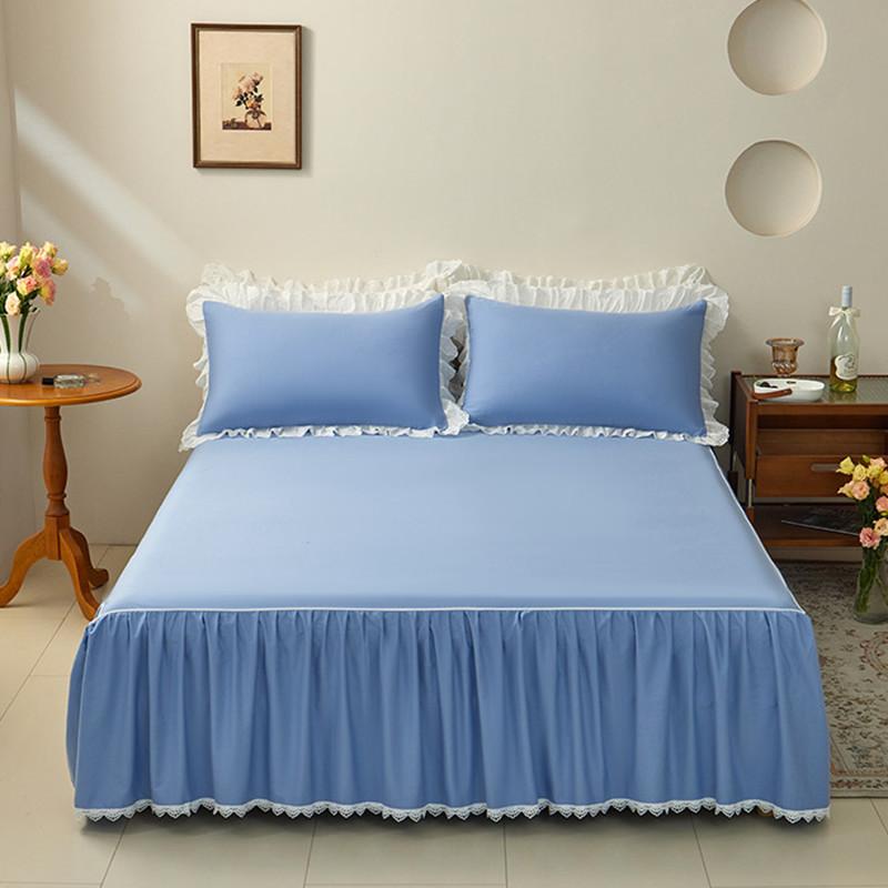1 шт. Подзор для кровати 100% хлопок Покрывало для кровати Кружевное покрывало Однотонное постельное белье Домашний чехол для матраса falda de cama (Нет наволочки)