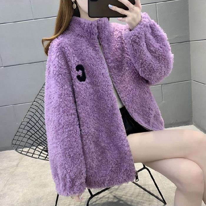 Women's Winter Thick Double-Sided Fleece Jacket - Stand Collar Zipper Cardigan