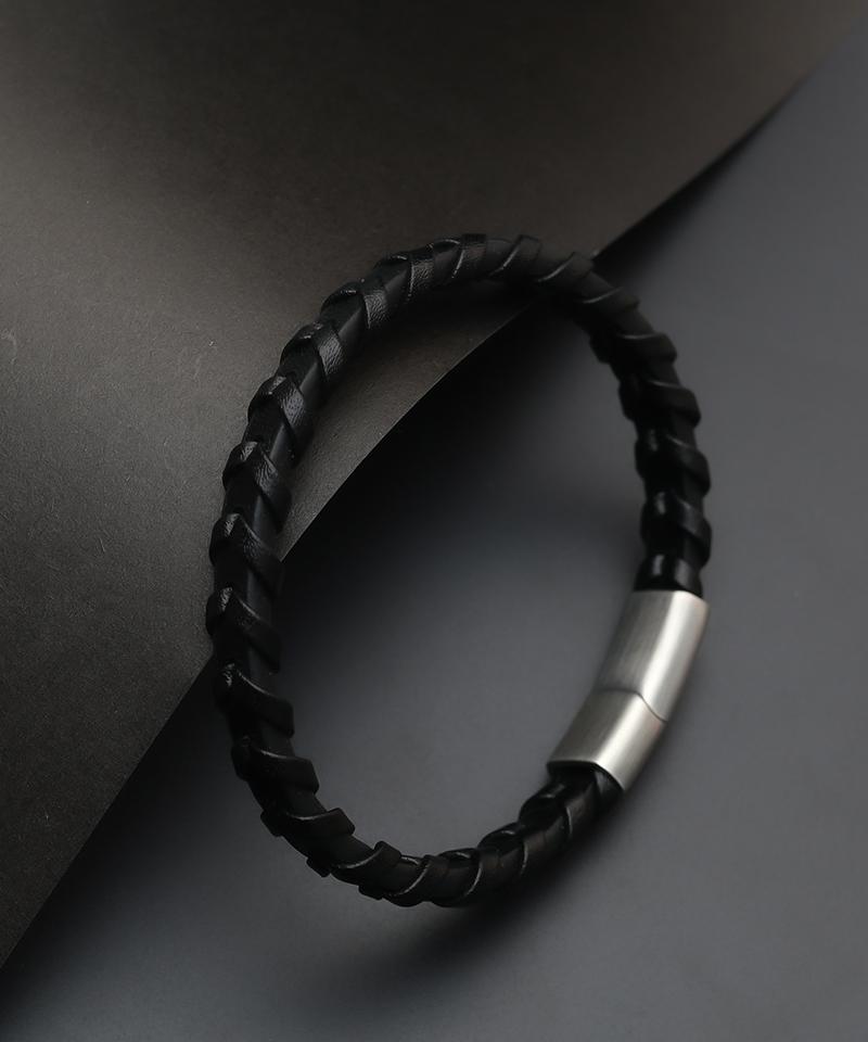Мужской браслет Blancier Tresse Bm258B1175 Черный из Натуральной Коровьей Кожи