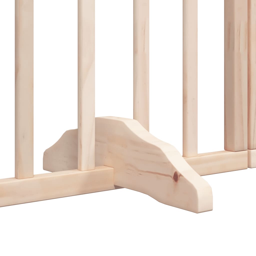 Foldable Dog Gate with Door 4 Panels 320 cm Poplar Wood