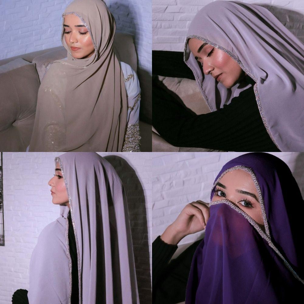 Яркий бриллиант боковой малайский хиджаб однотонный женский платок новый дизайн головной платок для женщин девушек