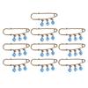 Safety Pins Bronze Three Blue Eye Beads Scarf Pin Clothes Pants Dresses Decorative Pin