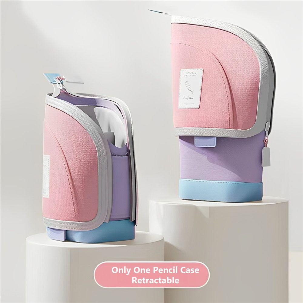 Vertical Retractable Pencil Bag 2-in-1 Stationery Storage Bag  Desk Supplies Holders