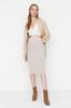 Women's Fashion New Skirt Beige Midi Pencil Knitwear Skirt
