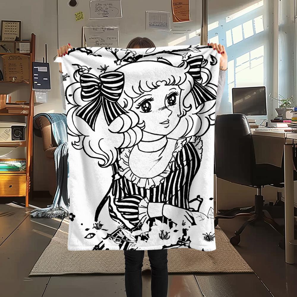 1PC Candy Candy Print Flannel Blanket, High quality All Seasons, Home Decor, Warmth and Comfort, Perfect for Christmas Gifts