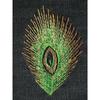 Thermo Feather Embroidery Motif - 11x7cm - Green Color - Iron-on