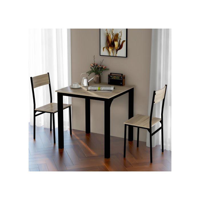 Ensemble de salon, table de salle à manger et deux chaises, couleur naturelle